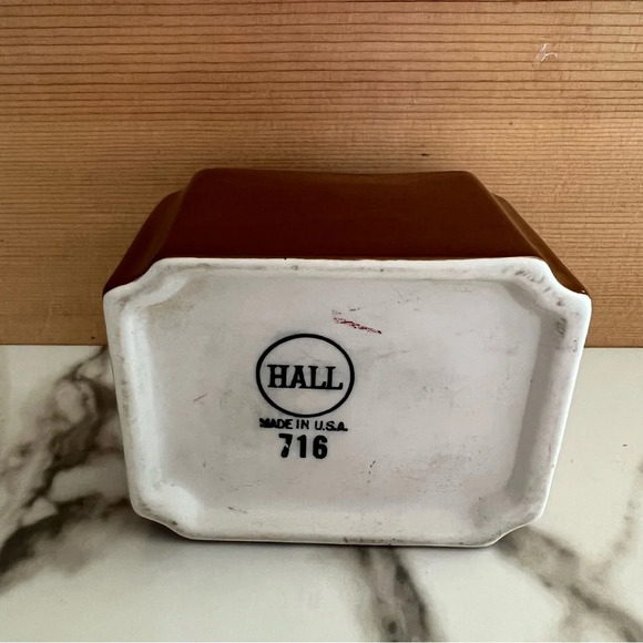 Vintage Hall China USA Sugar or Tea packet Caddy Holder #716  3 1/2"  Brown EUC - Picture 5 of 5